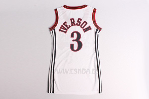 Camiseta Mujer Philadelphia 76ers Allen Iverson #3 Blanco